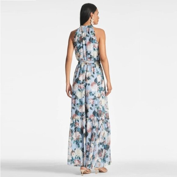 NWT SACHIN + BABI Dress Blair Ice Blue Garden Casual Floral Maxi - Picture 4 of 11